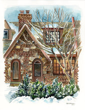 Load image into Gallery viewer, Stone house watercolor home portrait. Hand-painted by Melissa Rothman.