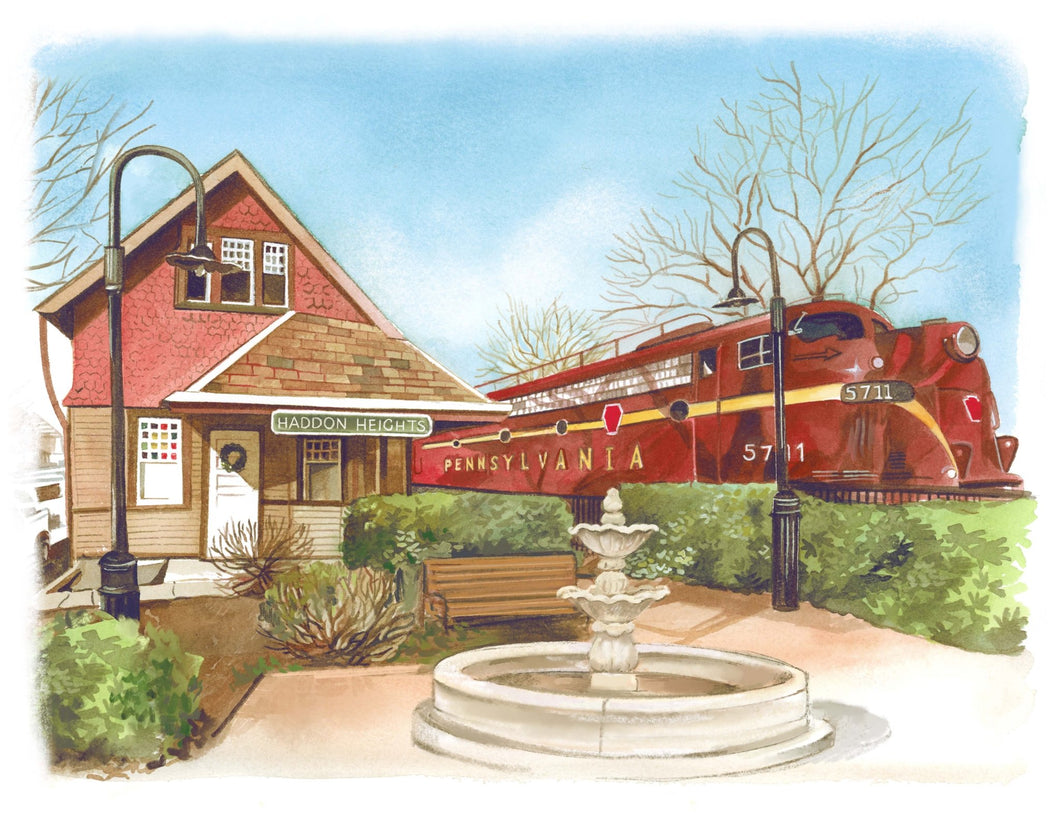 Pennsylvania Railroad in Haddon Heights, NJ | Watercolor Art Print - Melissa Rothman Portraiture