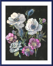 Load image into Gallery viewer, Anemone, Hellebore, Thistle Framed Botanical Fine Art Print - Melissa Rothman Portraiture