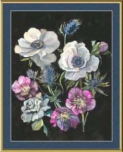 Anemone, Hellebore, Thistle Framed Botanical Fine Art Print - Melissa Rothman Portraiture