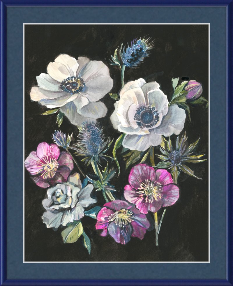Anemone, Hellebore, Thistle Framed Botanical Fine Art Print - Melissa Rothman Portraiture