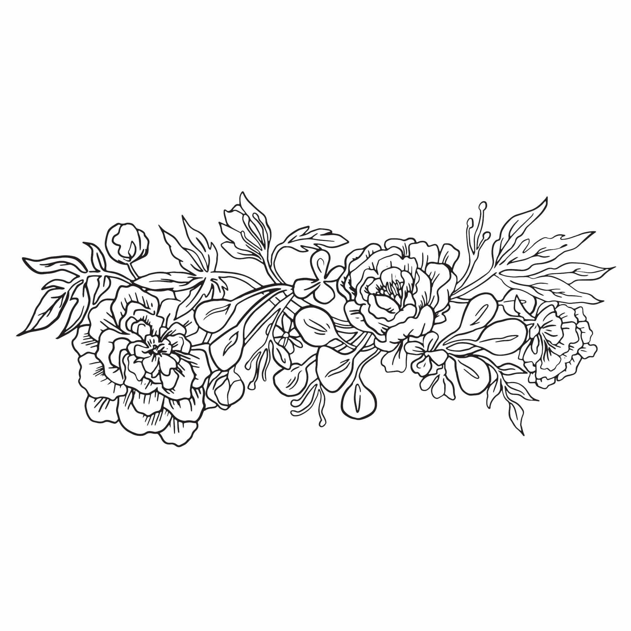 Decorative Peony Floral Bunch Digital Graphic Element (Digital Vector  Download/ Extended Commercial License)
