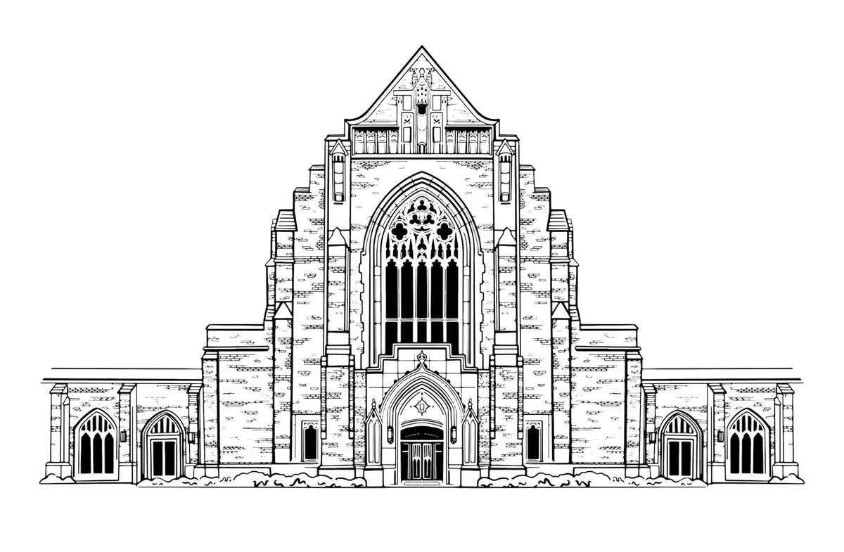 Highland Park Presbyterian Church, Dallas Texas Venue Line Art Portrai