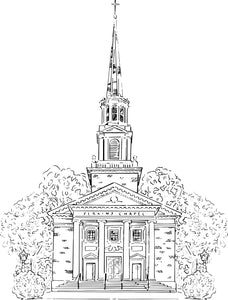 Perkins Chapel Sketch, Southern Methodist University Line Art Venue Portrait (Digital Vector Download/ Single Use Commercial License) - Melissa Rothman Portraiture